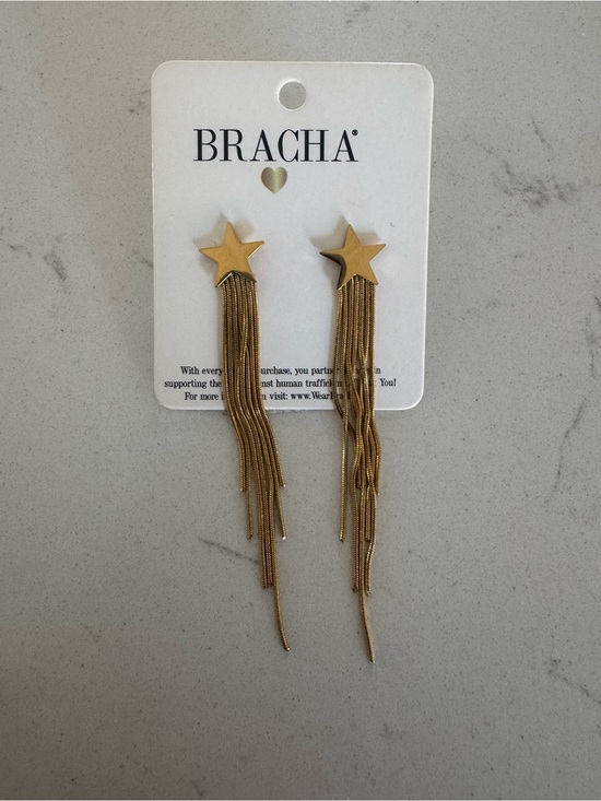 Bracha Jewelry - Bracha Gold Star Tassel Drop Earrings